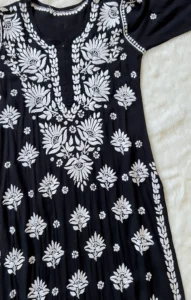 BLACK LONG HEAVY MODAL KURTA