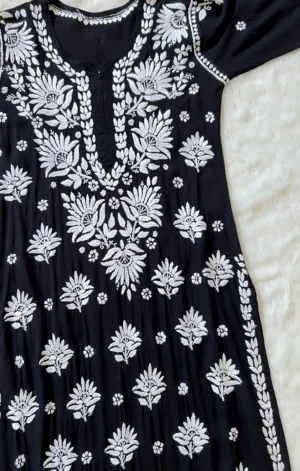 BLACK LONG HEAVY MODAL KURTA