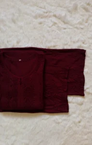 HIBA BROWN RAYON CHIKANKARI KURTA BOTTOM SET