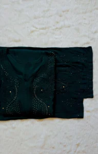 ZIYA FOREST GREEN CHIKANKARI RAYON MUKESH KURTA BOTTOM SET