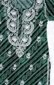 EMERALD GREEN LONG PRINTED RAYON KURTA