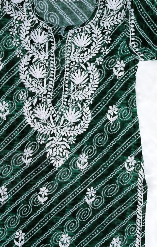 EMERALD GREEN LONG PRINTED RAYON KURTA